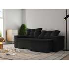 Sofá 3 Lugares Com Baú Retrátil E Reclinável Igor Suede Preto