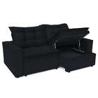 Sofá 3 Lugares Com Baú Retrátil E Reclinável Igor Suede Preto