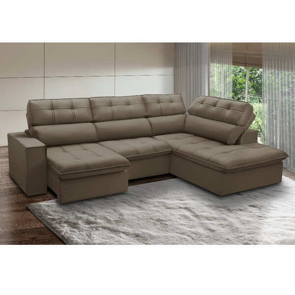 Sofá 3 Lugares Com Chaise 243cm Direito Arezzo Ferguile