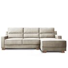 Sofá 3 Lugares Com Chaise 249cm Delphos  Veludo Bege