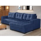 Sofá 3 Lugares Com Chaise Bia  Azul Marinho
