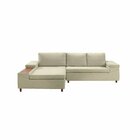 Sofá 3 Lugares Com Chaise Clássico Invertido  Bege