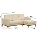 Sofá 3 Lugares Com Chaise Cronus  Marfim