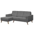 Sofá 3 Lugares Com Chaise Direito Capricho Suede D05 Cinza
