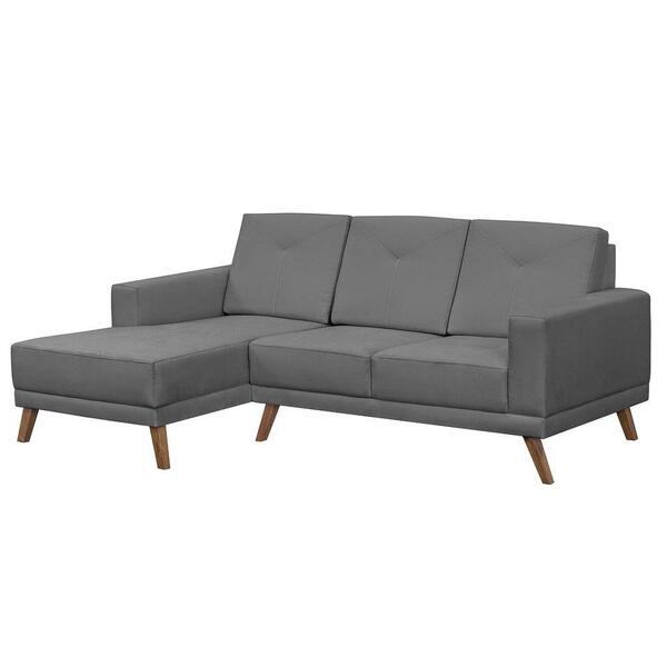 Sofá 3 Lugares Com Chaise Direito Capricho Suede D05 Cinza