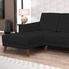 Sofá 3 Lugares Com Chaise Direito Capricho Suede D05 Preto