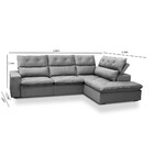 Sofá 3 Lugares Com Chaise Direito Veludo Noruega Ferguile