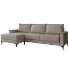 Sofá 3 Lugares Com Chaise E Pé Metálico Amazon Bege