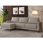 Sofá 3 Lugares Com Chaise E Pé Metálico Amazon Bege