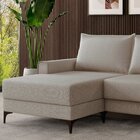 Sofá 3 Lugares Com Chaise E Pé Metálico Amazon Bege