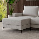 Sofá 3 Lugares Com Chaise E Pé Metálico Amazon Bege