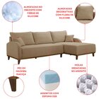 Sofá 3 Lugares Com Chaise Lado Direito 250cm Em Linho Mercúri