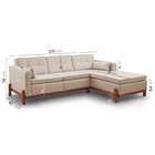 Sofá 3 Lugares Com Chaise Lado Esquerdo 212cm Em Linho Tiê Ca