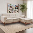 Sofá 3 Lugares Com Chaise Lado Esquerdo 212cm Em Linho Tiê Ca