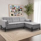 Sofá 3 Lugares Com Chaise Lado Esquerdo 212cm Em Linho Tiê Ca