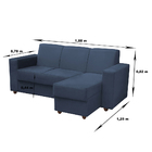 Sofá 3 Lugares Com Chaise Ld Bia Suede Azul  Madelina Decor