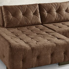 Sofá 3 Lugares Com Chaise Marrom Sião