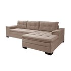 Sofá 3 Lugares Com Chaise Suede Aveludado  Chocolate