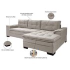 Sofá 3 Lugares Com Chaise Suede Aveludado  Cinza Claro