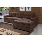 Sofá 3 Lugares Com Chaise Suede Aveludado  Marrom