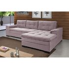 Sofá 3 Lugares Com Chaise Suede Aveludado Império Estofados M