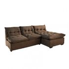 Sofá 3 Lugares Com Chaise Suede Cinza Martins Estofados Marrom