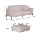 Sofá 3 Lugares Com Molas Ensacadas 200 Cm E Puff Unne Bouclé