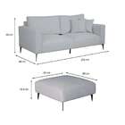 Sofá 3 Lugares Com Molas Ensacadas 200 Cm E Puff Unne Bouclé