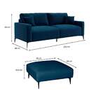 Sofá 3 Lugares Com Molas Ensacadas 200 Cm E Puff Unne Linho A