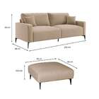 Sofá 3 Lugares Com Molas Ensacadas 200 Cm E Puff Unne Linho B