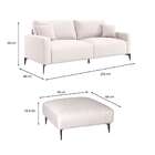 Sofá 3 Lugares Com Molas Ensacadas 200 Cm E Puff Unne Linho C