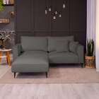 Sofá 3 Lugares Com Molas Ensacadas 200 Cm E Puff Unne Linho G