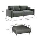 Sofá 3 Lugares Com Molas Ensacadas 200 Cm E Puff Unne Linho G