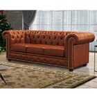 Sofá 3 Lugares Com Tachas Em Couro Legítimo Chesterfild  Conh