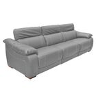 Sofá 3 Lugares Concepción Reclinável Elétrico Couro Cinza Cla