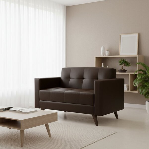 Sofá 3 Lugares Corino Escritório E Recepção Vitrola Marrom Ma