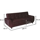 Sofá 3 Lugares Cristal 206cm X 90cm X 82cm Marrom