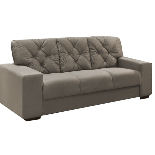 Sofá 3 Lugares Cru Em Veludo 1,94m Ieoh