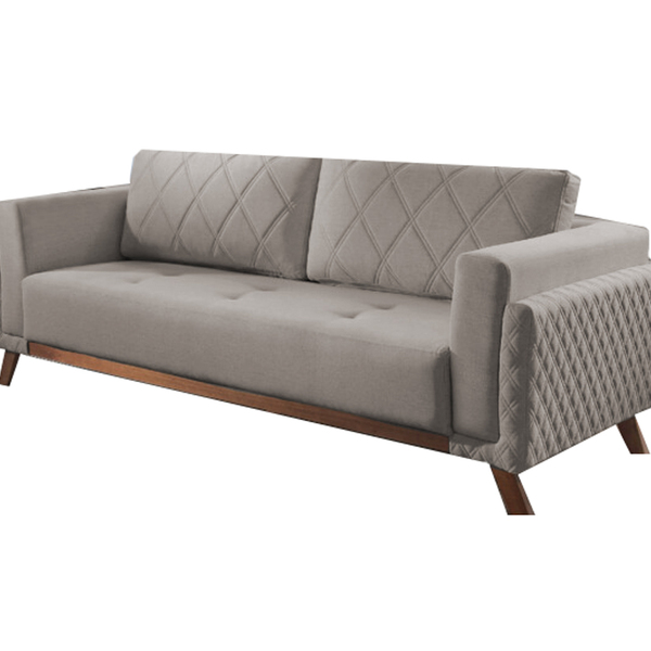 Sofá 3 Lugares Cru Em Veludo 2,07m Eileen