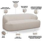 Sofá 3 Lugares Curvo Orgânico Para Sala Living 180cm Barolo L