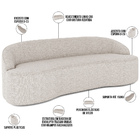 Sofá 3 Lugares Curvo Sala De Estar Living Lótus D02 Linho Cru