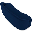 Sofá 3 Lugares Curvo Sala De Estar Living Lótus D02 Veludo Az