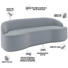 Sofá 3 Lugares Curvo Sala De Estar Living Lótus D02 Veludo Ci