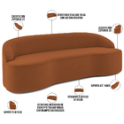 Sofá 3 Lugares Curvo Sala De Estar Living Lótus D02 Veludo Te