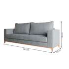 Sofá 3 Lugares Davos Base De Madeira Linho Cotton Cinza