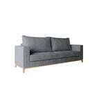 Sofá 3 Lugares Davos Base De Madeira Linho Cotton Grafite