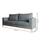 Sofá 3 Lugares Davos Base De Madeira Linho Cotton Grafite