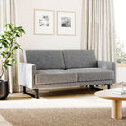 Sofá 3 Lugares Desi Com 2,20m Em Linho E Pés De Ferro Fosco -