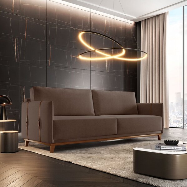 Sofá 3 Lugares Dubai Bouclê 1,96m  Marrom