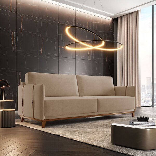 Sofá 3 Lugares Dubai Linho 2,16m  Bege